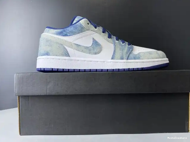 MaikeSneakers Washed Air Jordan CZ8455-100 1 Low Denim 0518